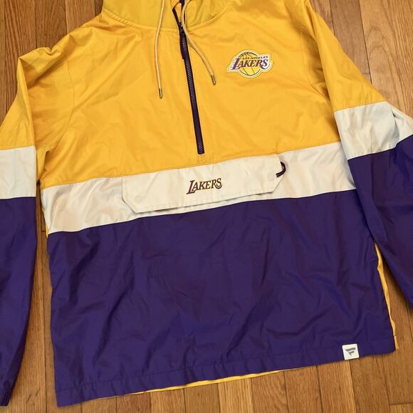 Los Angeles Lakers Windbreaker Pullover Hooded 1/2 Zip Size L - Picture 3 of 5